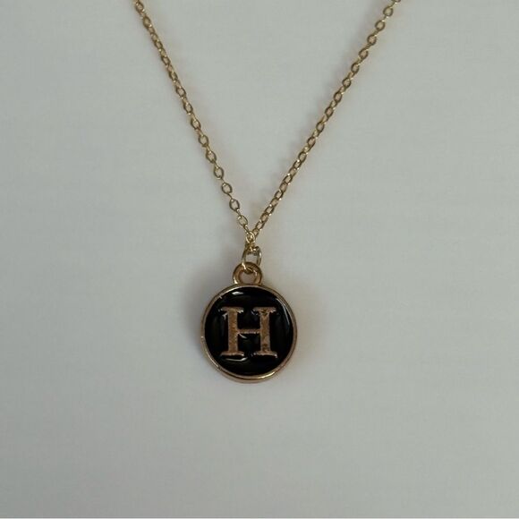 Unbranded Jewelry - Gold and Black Initial H Pendant Necklace